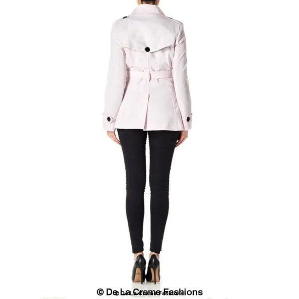 Women’s Double Breasted Short Belted Coat - Coats & Jackets