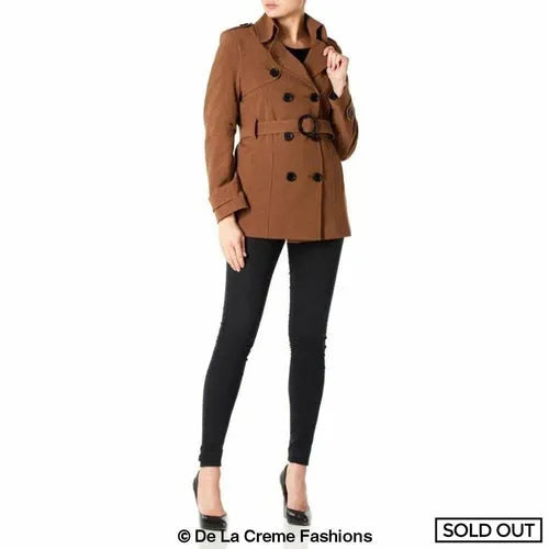 Women’s Double Breasted Short Belted Coat - UK 8/EU 36/US 4