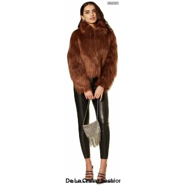 Womens Faux Fur Cropped Aviator Bomber - Coats & Jackets