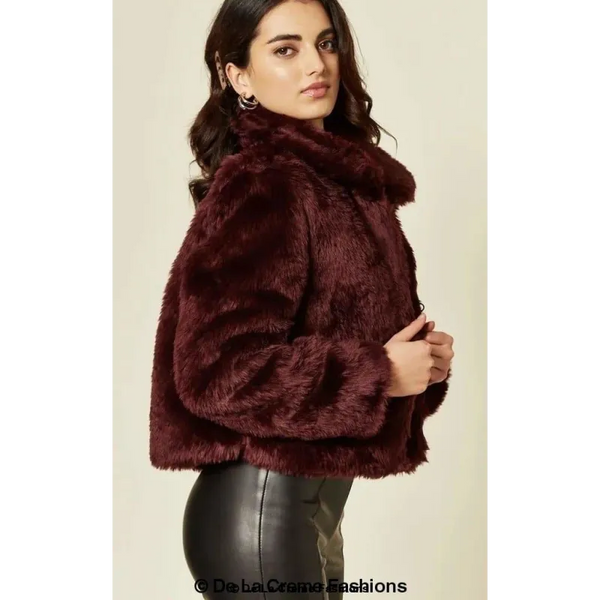 Womens Faux Fur Cropped Aviator Bomber - Coats & Jackets