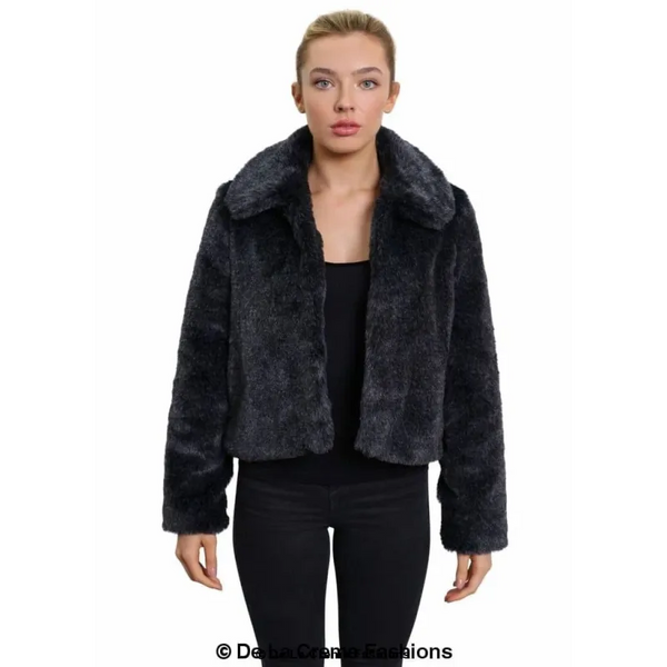 Womens Faux Fur Cropped Aviator Bomber - Coats & Jackets