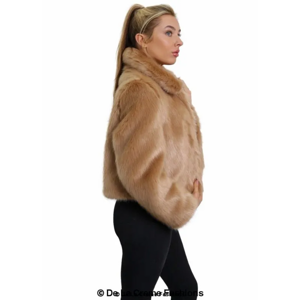 Womens Faux Fur Cropped Aviator Bomber - Coats & Jackets