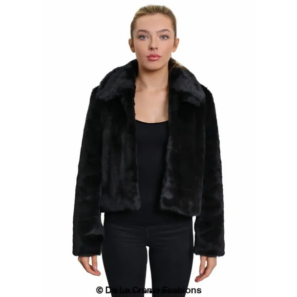 Womens Faux Fur Cropped Aviator Bomber - Coats & Jackets