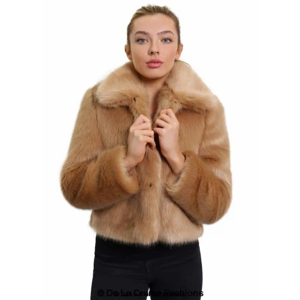 Womens Faux Fur Cropped Aviator Bomber - Coats & Jackets