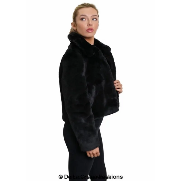 Womens Faux Fur Cropped Aviator Bomber - Coats & Jackets