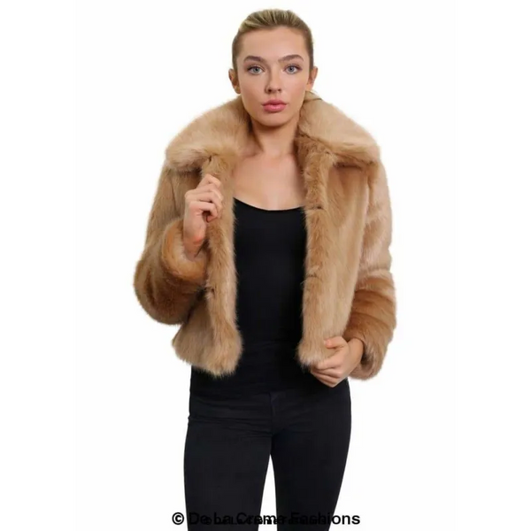 Womens Faux Fur Cropped Aviator Bomber - Coats & Jackets