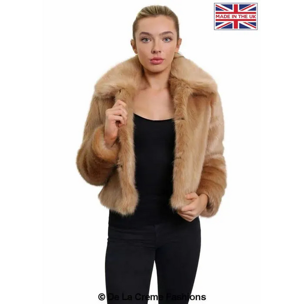 Womens Faux Fur Cropped Aviator Bomber - UK 10/EU 38/US 6