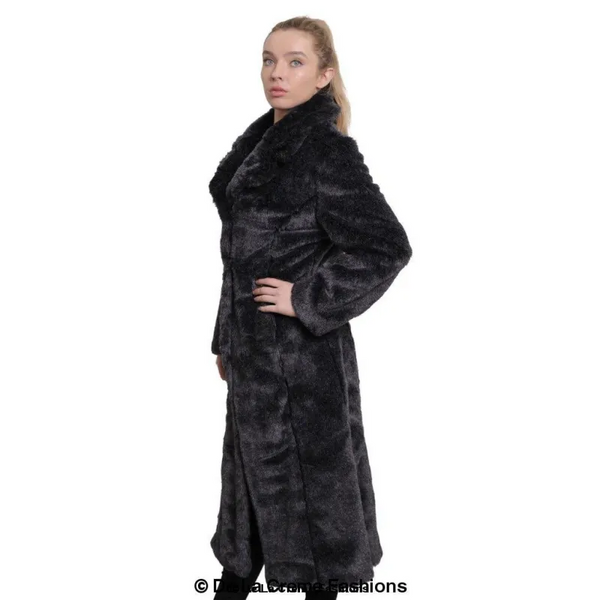 Womens Faux Fur Long Coat - Coats & Jackets