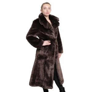 Womens Faux Fur Long Coat - Coats & Jackets