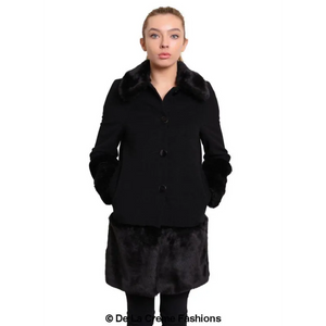 Women’s Faux Fur Trim Wool Mix Coat - Coats & Jackets