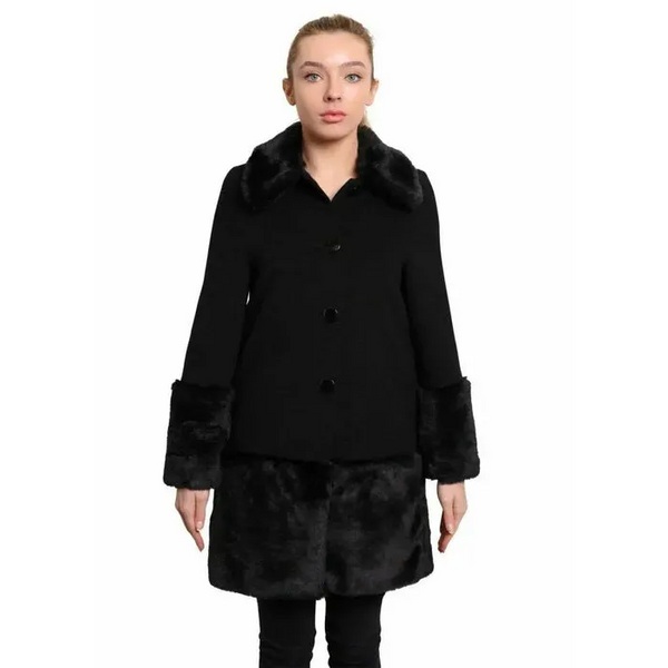 Women’s Faux Fur Trim Wool Mix Coat - UK 10/EU 38/US 6 /