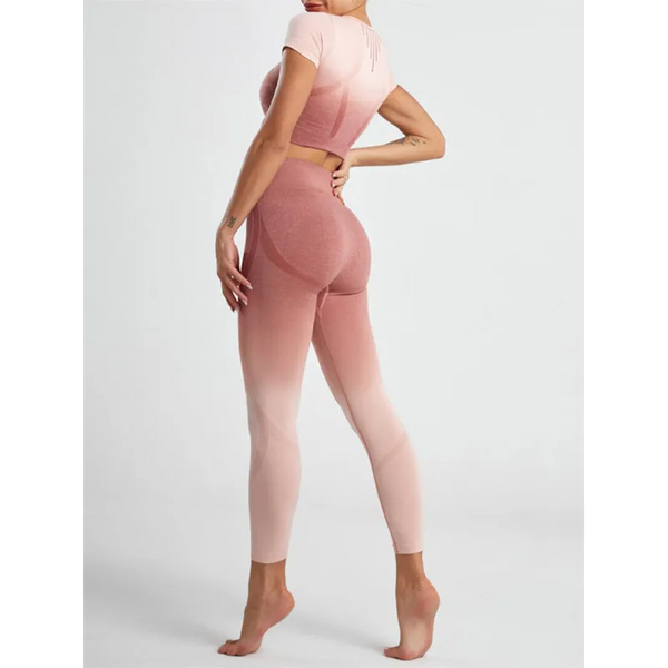 Women’s Gradient Hang Dye Seamless Yoga Two-Piece Suit -