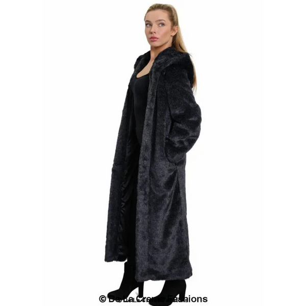 Womens Iconic Faux Fur Hooded Long Coat - Coats & Jackets