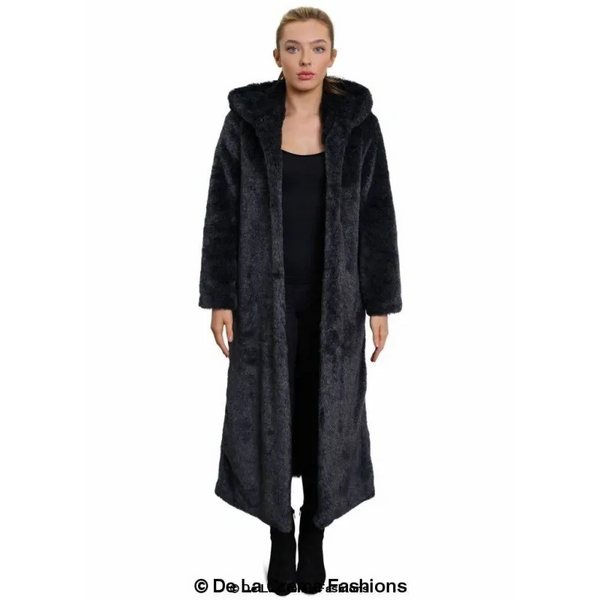 Womens Iconic Faux Fur Hooded Long Coat - Coats & Jackets