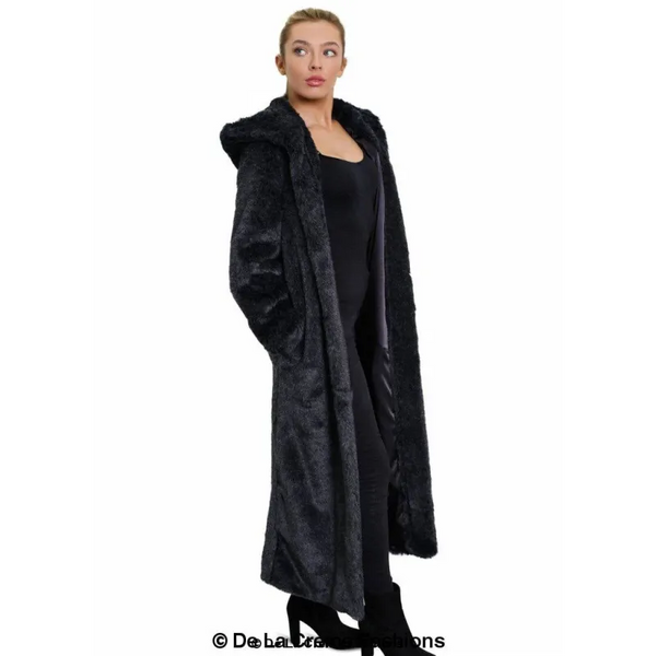 Womens Iconic Faux Fur Hooded Long Coat - Coats & Jackets