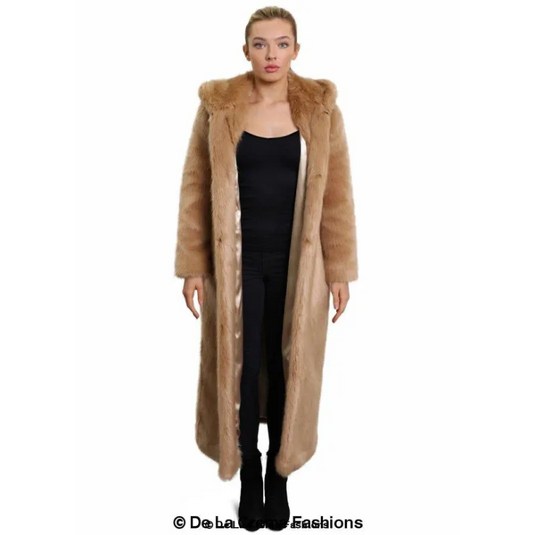 Womens Iconic Faux Fur Hooded Long Coat - Coats & Jackets