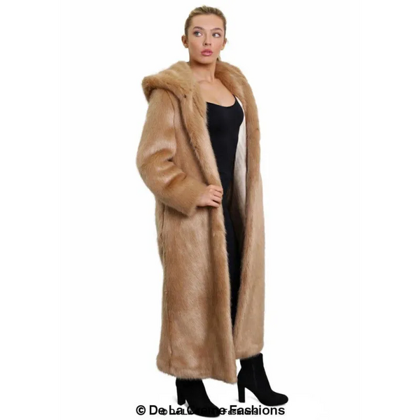 Womens Iconic Faux Fur Hooded Long Coat - Coats & Jackets