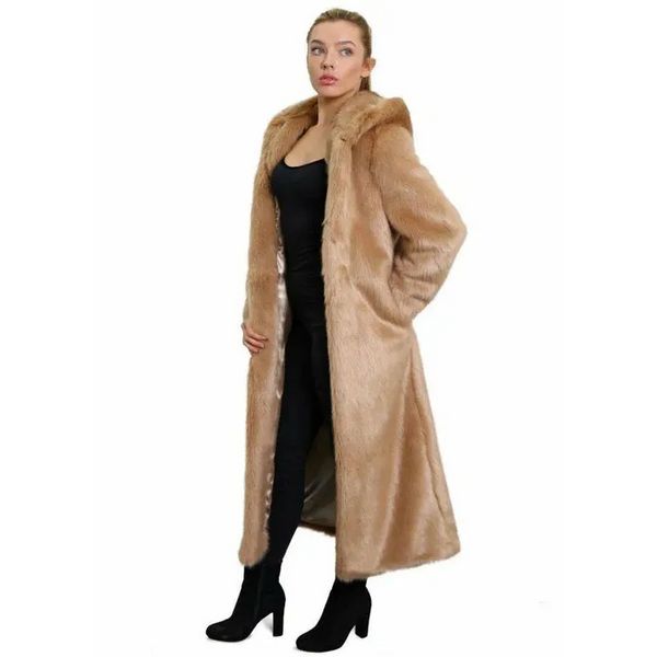 Womens Iconic Faux Fur Hooded Long Coat - UK 12/EU 40/US 8