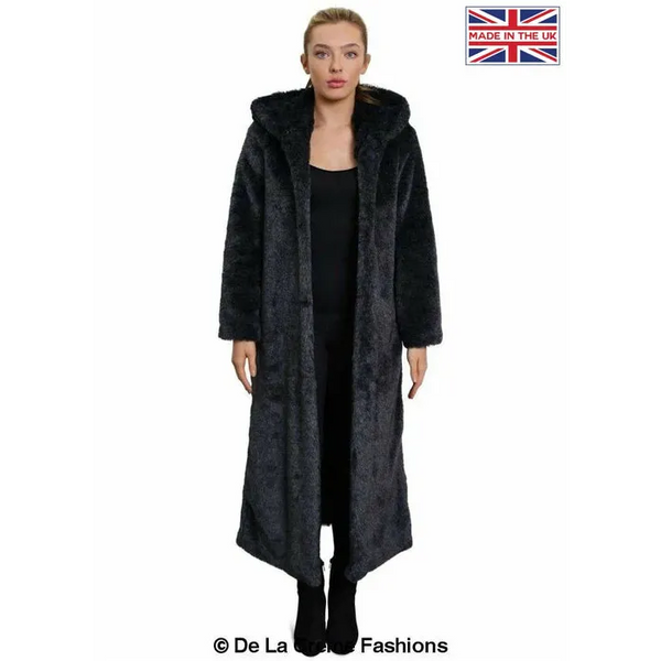 Womens Iconic Faux Fur Hooded Long Coat - UK 18/EU 46/US 14