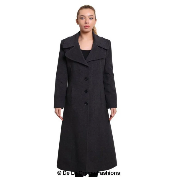 Womens Large Lapel Long Coat - Coats & Jackets