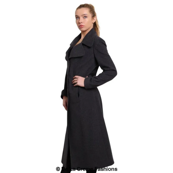 Womens Large Lapel Long Coat - Coats & Jackets