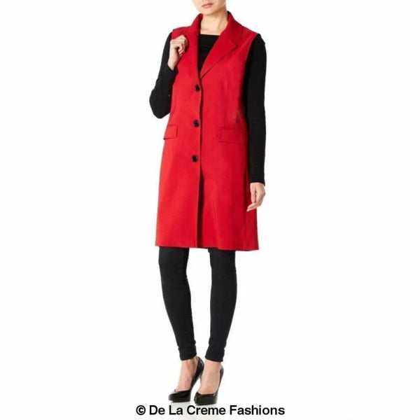 Women’s Sleeveless Hip Length Blazer Coat - Coats & Jackets