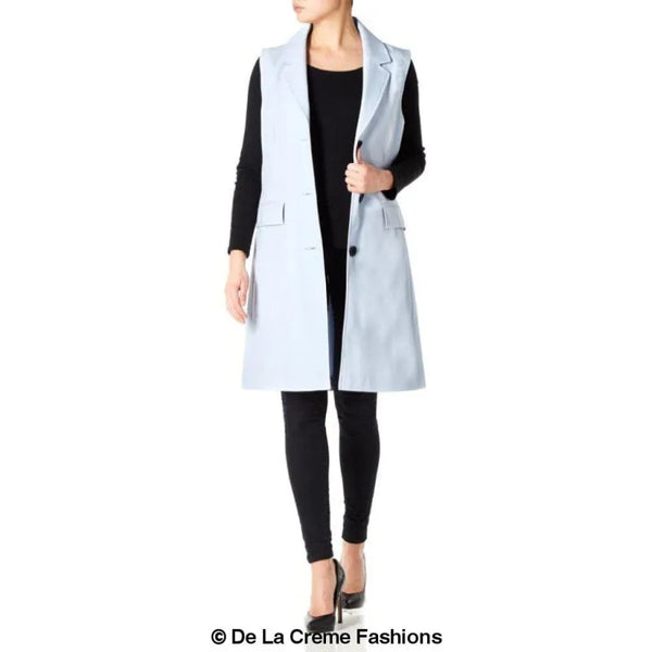 Women’s Sleeveless Hip Length Blazer Coat - Coats & Jackets