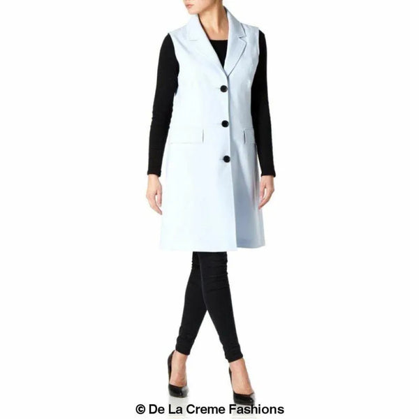 Women’s Sleeveless Hip Length Blazer Coat - Coats & Jackets