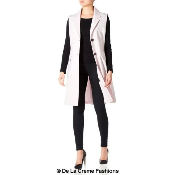 Women’s Sleeveless Hip Length Blazer Coat - Coats & Jackets