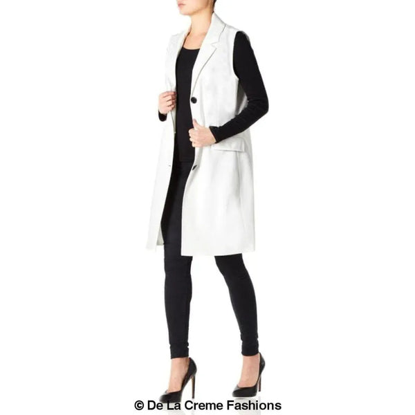 Women’s Sleeveless Hip Length Blazer Coat - Coats & Jackets