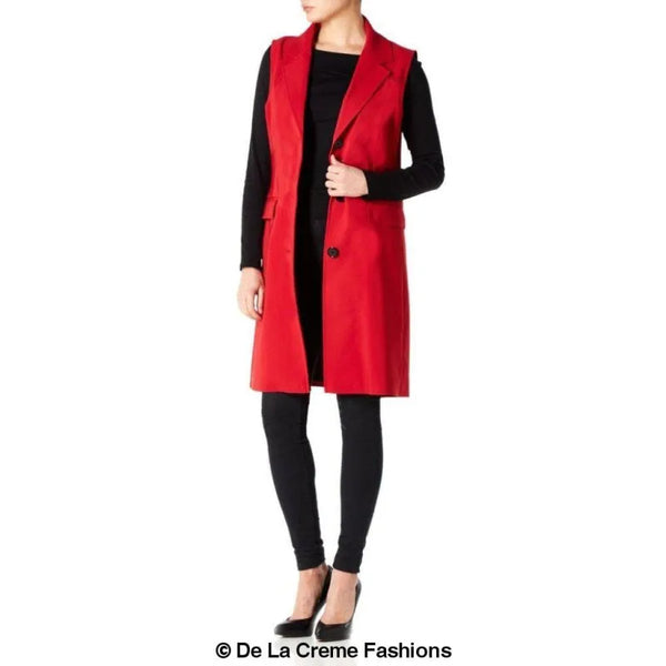 Women’s Sleeveless Hip Length Blazer Coat - Coats & Jackets