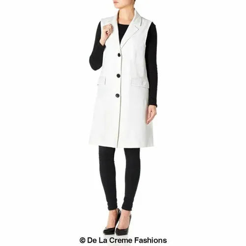 Women’s Sleeveless Hip Length Blazer Coat - UK 8/EU 36/US 4