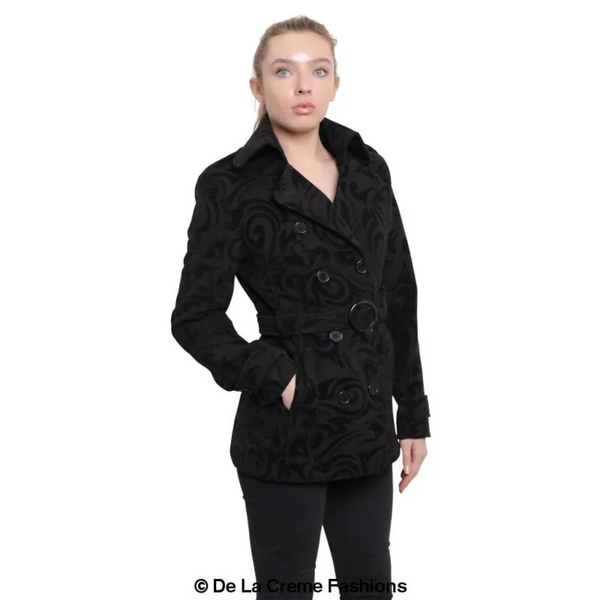 Womens Tribal Print Double Breasted Short Coat - Coats &