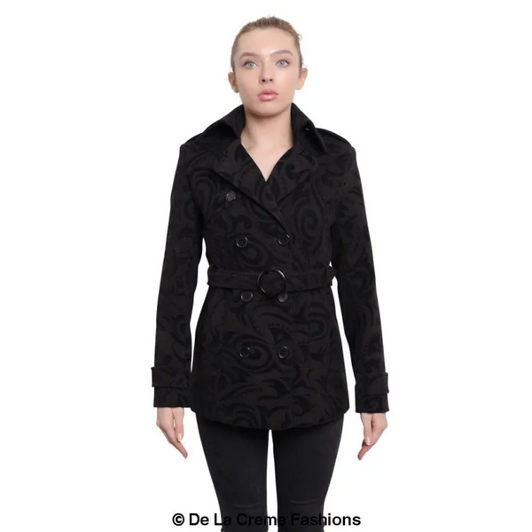 Womens Tribal Print Double Breasted Short Coat - Coats &