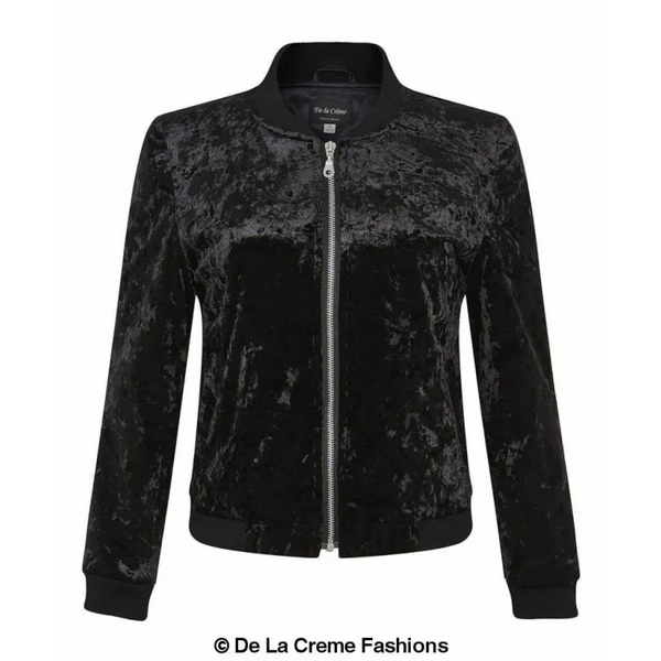 Women’s Velvet Zip-Thru Varsity Bomber Jacket - Coats &