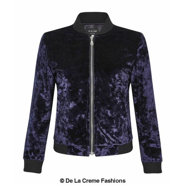 Women’s Velvet Zip-Thru Varsity Bomber Jacket - Coats &