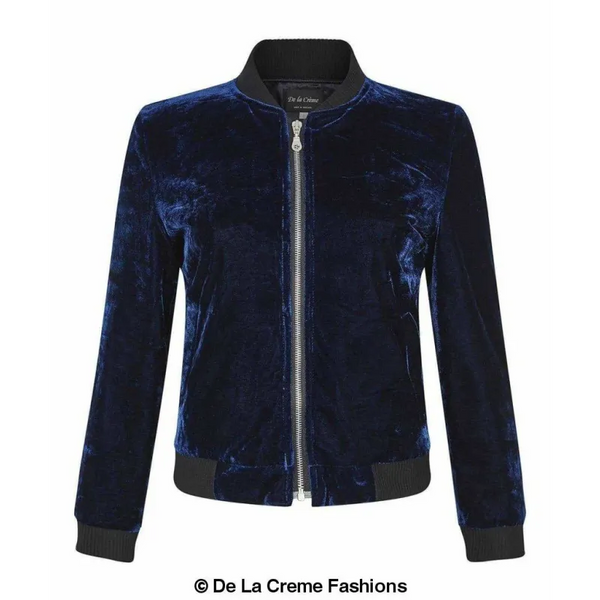 Women’s Velvet Zip-Thru Varsity Bomber Jacket - Coats &