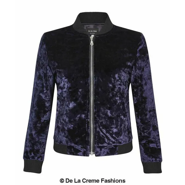 Women’s Velvet Zip-Thru Varsity Bomber Jacket - S (UK 8-10)