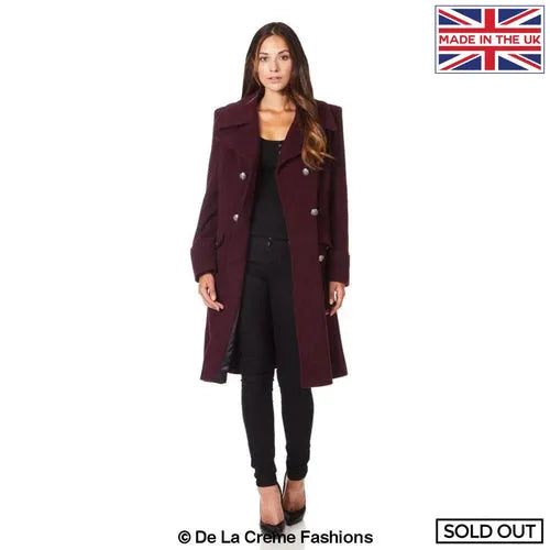 Women’s Wool Blend Double Breasted Midi Coat - UK 8/EU