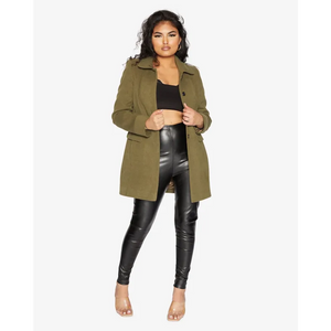 Women’s Wool Blend Hip Length Covert Coat - Coats & Jackets