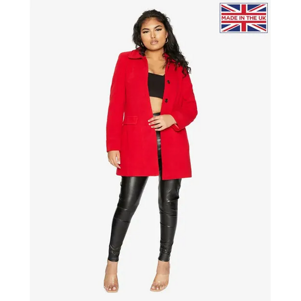 Women’s Wool Blend Hip Length Covert Coat - UK 12/EU 40/US 8