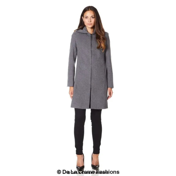 Women’s Wool Blend Hooded Zip Coat - Coats & Jackets