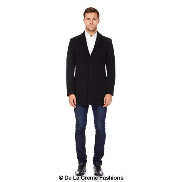 Wool Blend Covert Winter Coat - Coats & Jackets