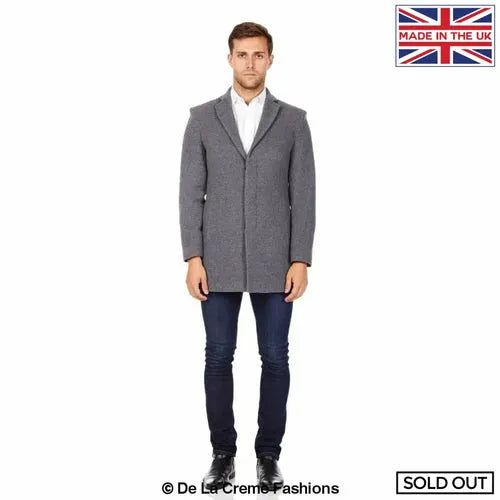 Wool Blend Covert Winter Coat - S / Mid Grey Coats & Jackets