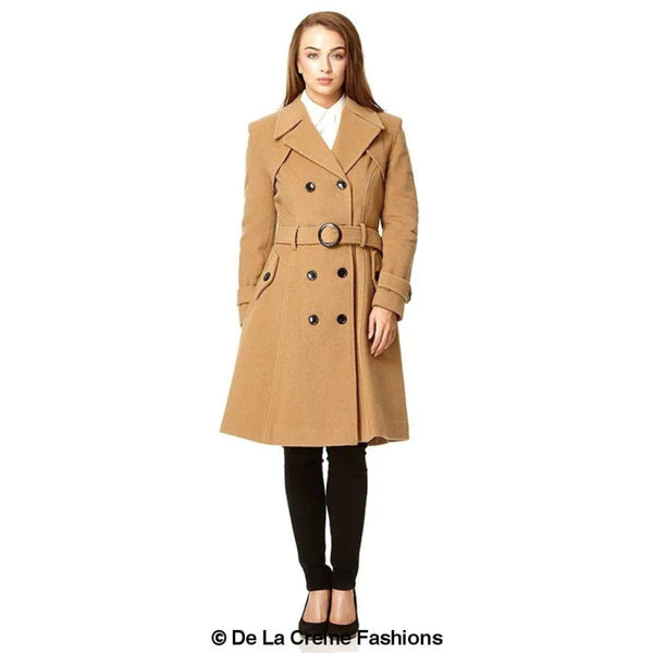 Wool Blend Double Breasted Coat - Coats & Jackets