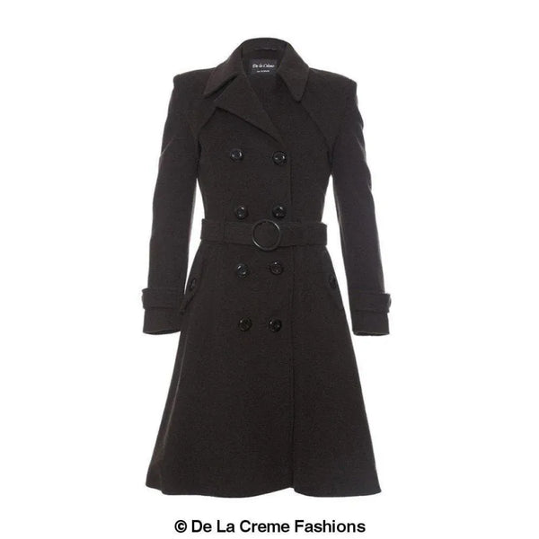 Wool Blend Double Breasted Coat - Coats & Jackets