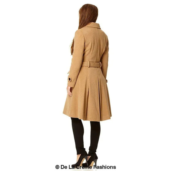 Wool Blend Double Breasted Coat - Coats & Jackets