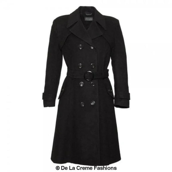 Wool Blend Double Breasted Coat - Coats & Jackets