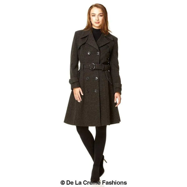 Wool Blend Double Breasted Coat - Coats & Jackets