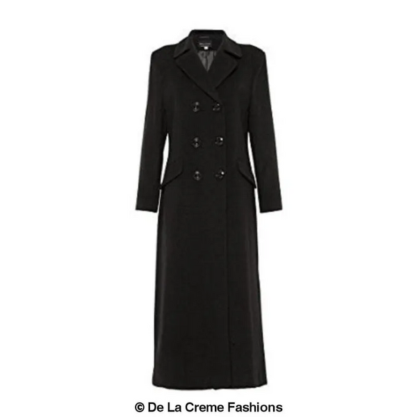 Wool Blend Double Breasted Long Coat - Coats & Jackets